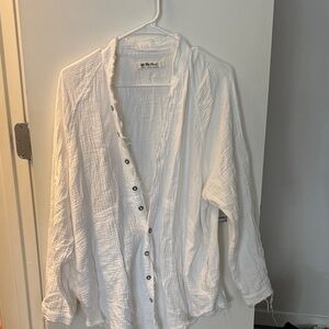 Free People White Button-Down Shirt